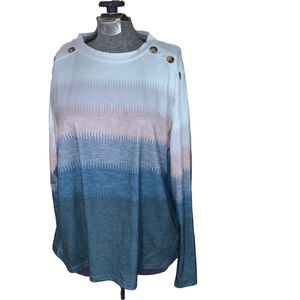 Women's Unbranded Long Sleeve Tee XL Blue Pink Ombre